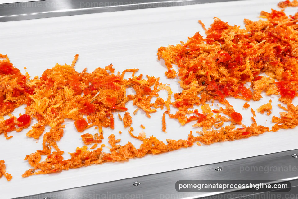industrial pomegranate juice line, process scope and configuration: pomegranate aril separator operating stage