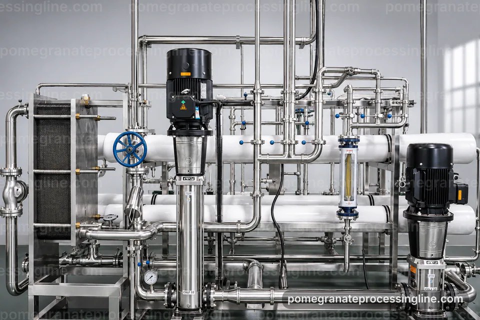 Industrial Pomegranate Juice Line: Hygienic Design Operating Stage industrial pomegranate juice line, hygienic design: pomegranate aril separator operating stage