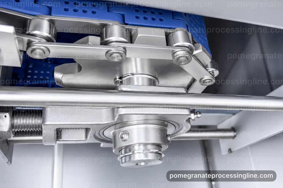 industrial pomegranate juice line, feed and output handling: pomegranate aril separator operating stage