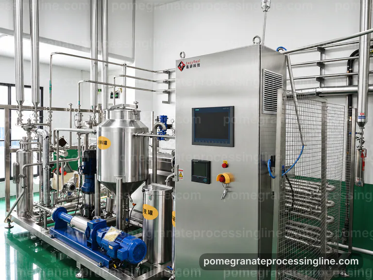 industrial pomegranate juice line, performance troubleshooting: pomegranate aril separator connection view